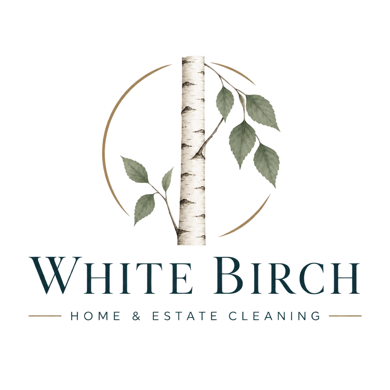 White Birch Home & Estate Cleaning primary logo with birch branch